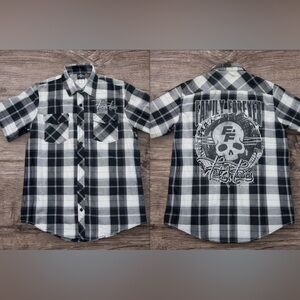Universal Studios Fast & Furious Skull Graphic Plaid Button Up Shirt Men’s M